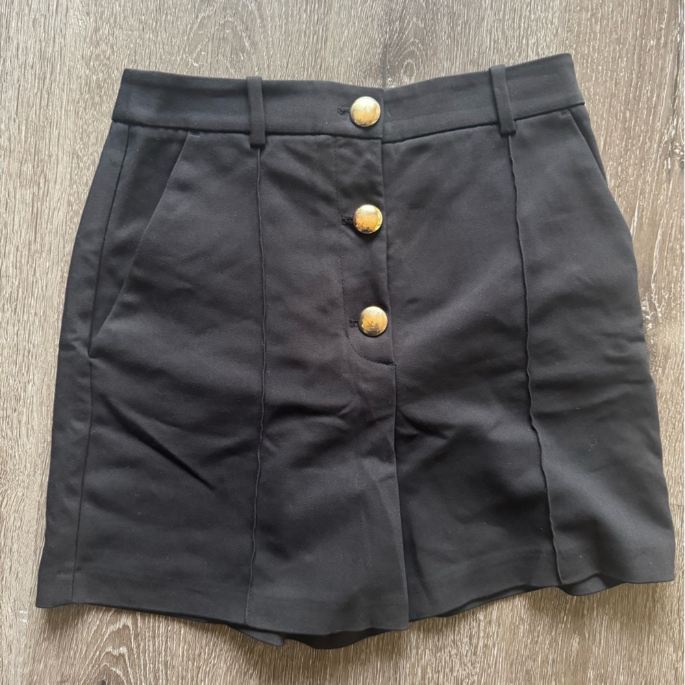 ZARA Black High Waisted Shorts with Gold Buttons